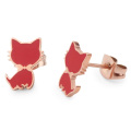 Gift Cute Cat Shaped Animal Enamel Stainless Steel Earring Studs For Girls